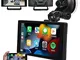 Schermo Auto Apple carplay e Android Auto Senza Fili Vivavoce Bluetooth 4K Videocamera Fro...