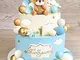 JeVenis Decorazione per torta baby shower blu Orso Teddy Cake Topper rivelazione di genere...