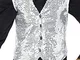 Smiffys Gilet con paillette, argento