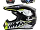 AKBOY Casco Moto Integrale Modulare per Adulti Casco Motocross Uomo Bianco Endurance Gara...