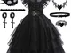 HOUSTAR Costume Mercoledì Addams, Vestito Mercoledì Addams Bambina con Gioielli Gotici, Co...