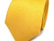 TigerTie - Cravatte di seta di raso - giallo dalie gialle argento a pois - Cravatta in set...