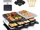 Raclette Grill con Pietra Ollare Naturale e Piastra Griglia in Alluminio, 2 In 1 Grill Ele...