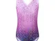 ZNYUNE Body da ginnastica per ragazze Sparkle strisce colorate danza atletica body 254 vio...