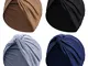 SATINIOR - Cappello turbante da donna, in cotone, morbido, pre-legato, pieghettato, alla m...