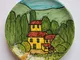 Paesaggio Toscano-Piatto di ceramica decorata a mano, diametro cm 16 alta cm 2,4.Made in i...
