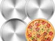 Velaze Teglie per Pizza Set 4 Pezzi, Tegami Pizza Rotonda in SUS304 Acciaio Inox 18/8, Pia...