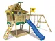 WICKEY Parco giochi in legno Smart Monkey Giochi da giardino con altalena e scivolo blu, C...