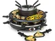 Klarstein Fonduelette - Piastra per Raclette e Fondue, 1350 W, Pentola: 1 L, Piastra: 38cm...