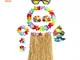 Set Costume Hawaiano ，Hula Gonna in Erba con Fiori Costume Set, Elastico Luau Erba e Hawa...