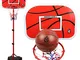 Leic Set di canestro da Basket da 105-200 cm Set di Giochi da Basket per Interni ed Estern...