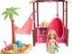 Barbie Bambola Chelsea Bionda, Playset con Bungalow sulla Spiaggia, Poltrona Sospesa, Amac...