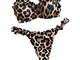 delle Donne del Bikini Pancia Controllo Swimwear Lacework della Stampa del Leopardo Due Pe...