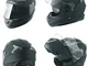 Casco Modulare Apribile Moto Touring Sport Visiera Parasole Nero Opaco M