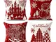 Sumtoco Cuscini Natale 4 Pack, Federa Natale Babbo Alce Cuscini per Divani Decorativo Lint...