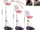 Mecotech Canestro Basket Bambini, 97-170CM Regolabile Canestro Basket con Dispositivo di p...