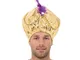 Bristol Novelty- Cappello Arabo con Perle e Gioielli, Colore Oro, Taglia Unica, BH401