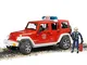 bruder 02528 - Jeep Wrangler Unlimited Rubicon autopompa con pompiere, modulo luci e suoni...