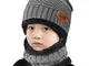 heekpek Unisex Bambini Cappello a Maglia Lana Cappellino con Sciarpa Cerchio Sci Outdoor S...