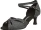 Diamant 141-077, Scarpe da Ballo Donna Schwarz/Silber Hologramm, Nero (Nero (Schwarz-Silbe...