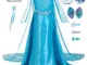 YONIER Costume da principessa Elsa per bambine,Set da Principessa Elsa Corona Bacchetta Gu...