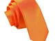 DQT Premium Satin Plain Uomo Magro 5cm Cravatta Bruciato Arancione