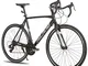 HILAND, bicicletta da corsa in alluminio 700C, Shimano a 21 marce, 28 pollici, colore nero...