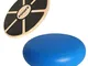 POWRX - Balance board in LEGNO (39 cm) + Cuscino equilibrio PVC FREE (50 cm / Blu)