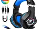 PS4 Cuffie Gaming e Bass Stereo, FISHOAKY Cuffie da Gioco con Mic a LED, 3,5mm Jack Game H...