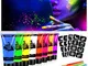 AOOWU Trucchi Neon, 8 Colori Trucchi Fluo Pittura di Corpo con Stencil e Pennelli, Color B...