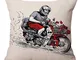 LBAXY Cuscino del Sedile,Home Decoration Sofa Throw Pillow Vintage Classic Motorcycle Raci...