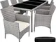 TecTake 800798 Set di Mobili Giardino, Poli Rattan Arredamento, 8X Sedie + 1x Tavolo, Morb...