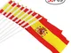 Bandiera della Spagna stick bandiera 14 x 21,1 cm piccolo tenuto in mano di 50 pezzi mini...