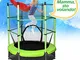 Goplus Trampolino Elastico da Giardino per Bambini, Rete di Sicurezza e Tappetto Elastico...