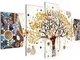 Runa Art - Quadri Gustav Klimt Albero Della Vita 200 x 100 cm 5 Pezzi XXL Decorazione Mura...