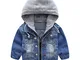 Ragazzi Jeans Cappuccio Giacca Cappotto Casual Manica Lunga Cerniera Bambino blu Denim Top...