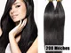 Extension Cheratina Capelli Veri 200 Ciocche 100% Remy Human Hair U Tip Allungamento, 45cm...