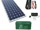 KIT FOTOVOLTAICO 1KW GIORNALIERO INVERTER 2000W PANNELLO 100 WATT REGOLATORE 30 AH ENERGIA...