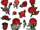 Dsaren 11pcs Toppe Termoadesive Fiori Patches Ricamato Rose Fiore Fai Da Te Adesivi Toppe...