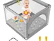 DJEDJEO Box Per Bambini, Cortile Portatile per Bambini 90x90cm con Cancelletto, Centro Att...