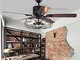 Moerun, ventilatore da soffitto, stile vintage, con luci, lampadario industriale, lampada...