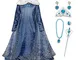 FZCRRDU KOCCAE Elsa Costume,Ragazze Cosplay Frozen Elsa Princess Dress Girl Blue White Col...