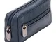 Nuvola Pelle Portachiavi Uomo Donna in Vera Pelle Borsa Astuccio con Cerniera Zip a 2 Anel...