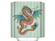 Xunulyn Year Dragon Little Shower Curtain 60"x72" Set, Bathroom Fabric Curtains Waterproof