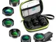 APEXEL 6 in 1 Kit obiettivo fotocamera con obiettivo fisheye 205 ° + grandangolo 140 ° e f...