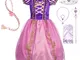 Lito Angels Costume da Principessa Rapunzel con Accessori per Bambina, Vestito da Festa di...