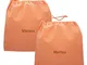 Coccole- Set asilo pappa con nome personalizzato (Sacche, Quadri arancione)