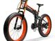 LANKELEISI T750Plus 27 Speed 1000W Bici elettrica Pieghevole 26 * 4.0 Fat Bike 5 PAS Disco...