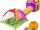 Bakaji Tenda Igloo per bambini con 200 palline + Tunnel + Casetta da gioco Pieghevole Sist...