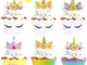 BESLIME Decorazioni Cupcake Unicorno 96 Pezzi Unicorno Cupcake Topper Arcobaleno Torta Top...